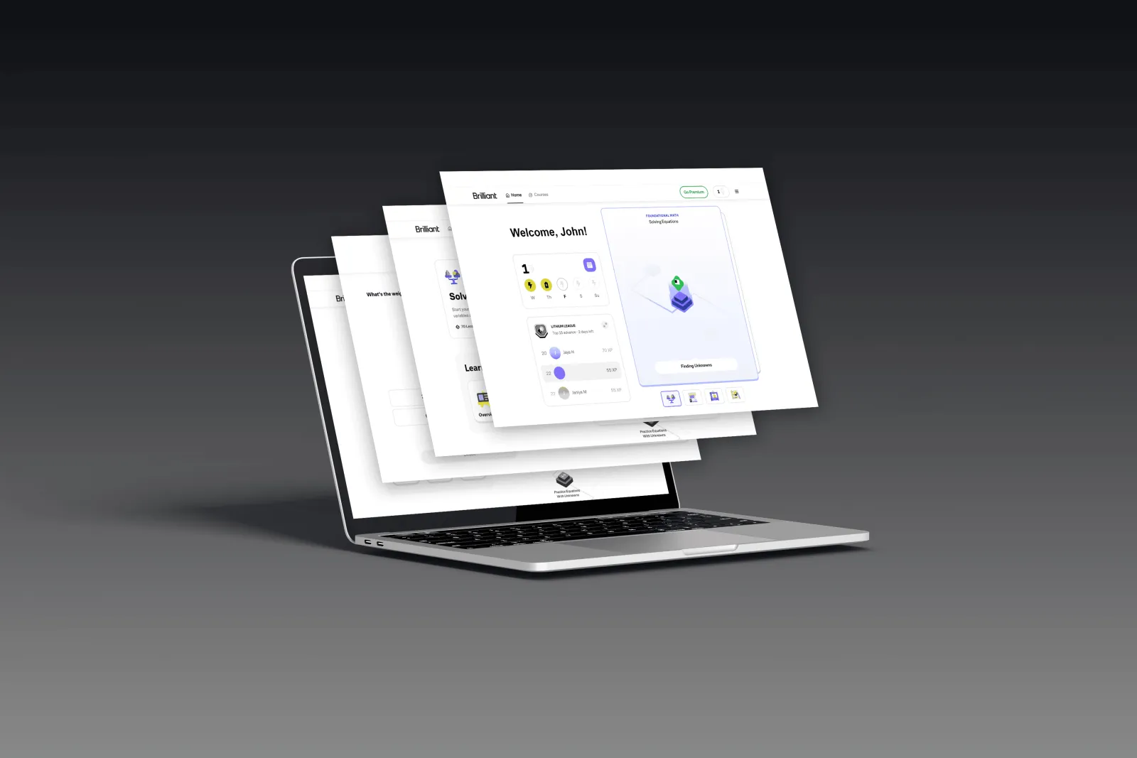 Brilliant.org redesign on a laptop