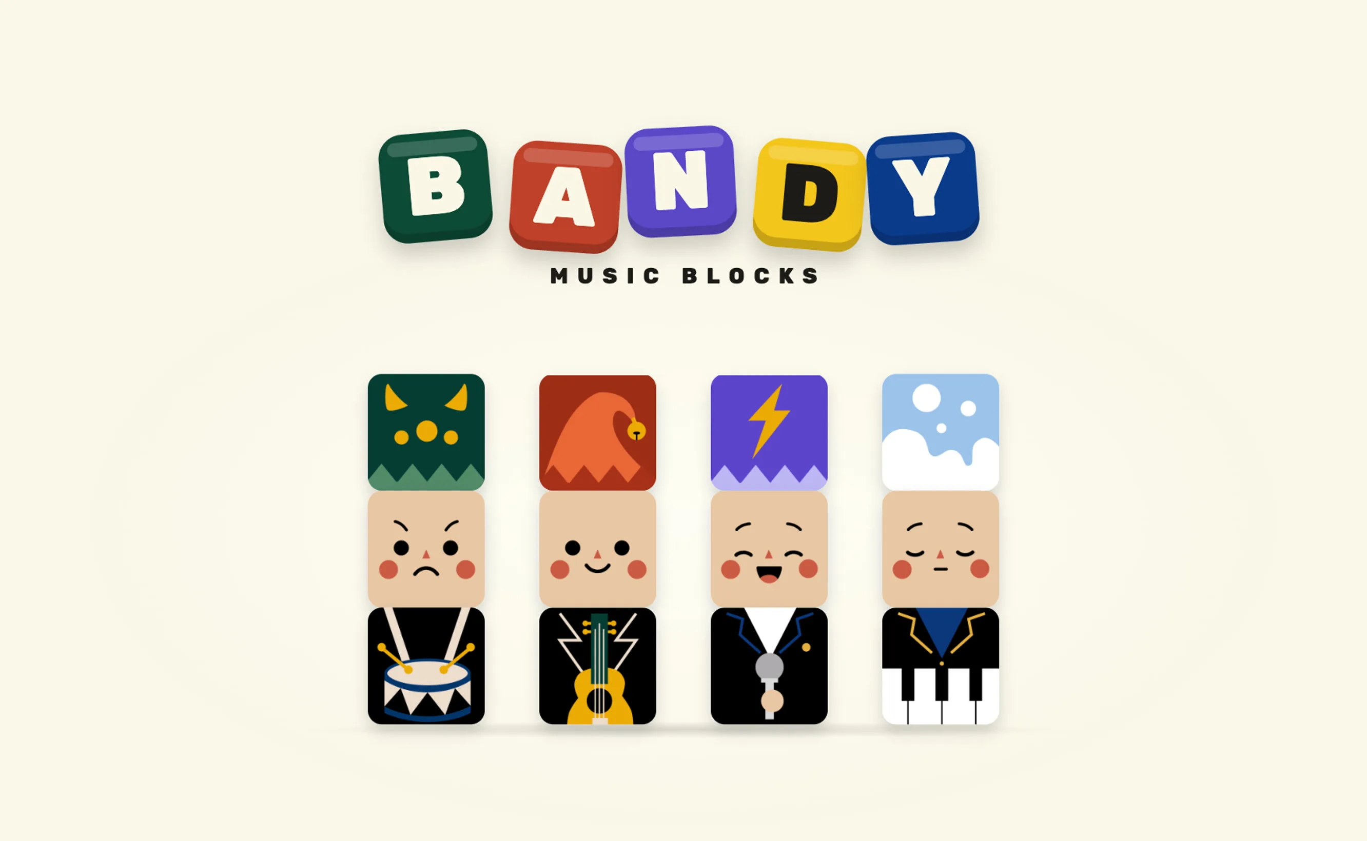 Bandy music block band members under the Bandy logo