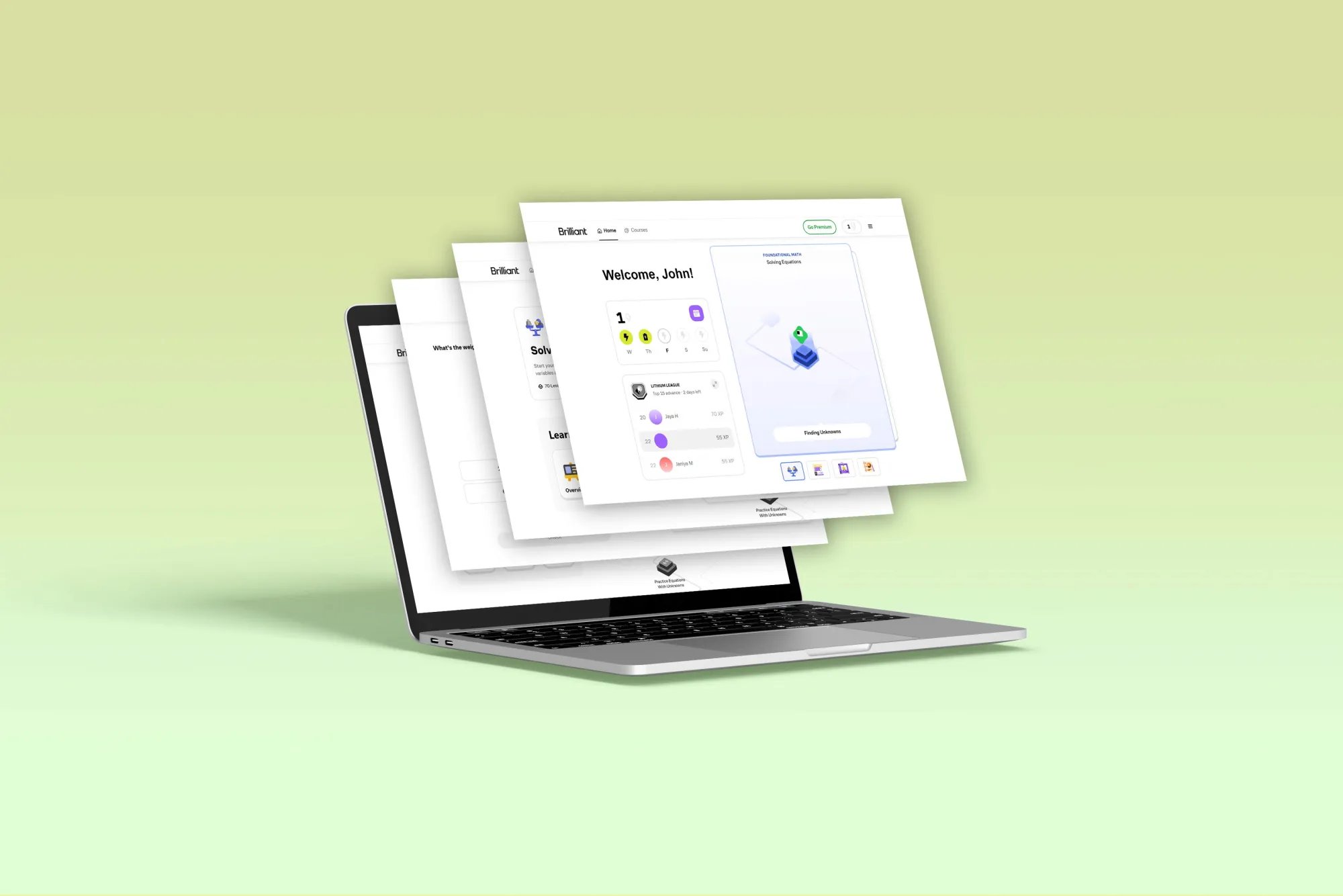 Brilliant.org redesign on a laptop
