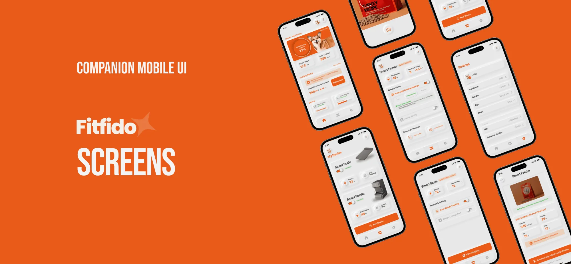 Fitfido companion mobile UI screens